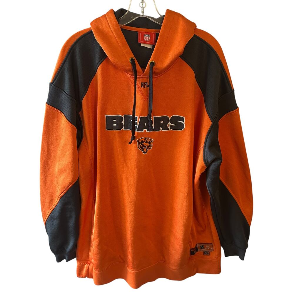 NFL Chicago Bears Hoodie Size XL Orange Navy Pullover Sweatshirt Team Apparel